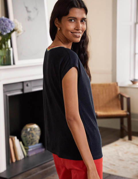 Linen Sparkle Short Sleeve Tee - Navy Linen Sparkle Short Sleeve Tee - Navy
