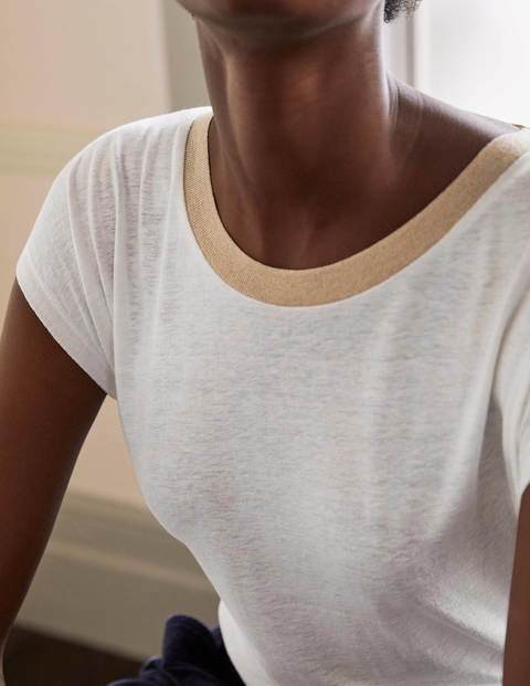 Linen Sparkle Short Sleeve Tee - White Linen Sparkle Short Sleeve Tee - White