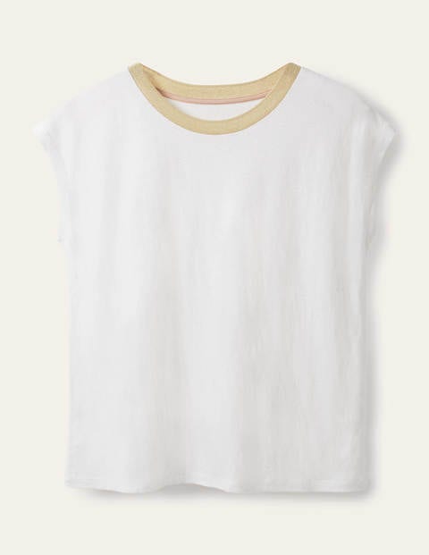 Linen Sparkle Short Sleeve Tee - White Linen Sparkle Short Sleeve Tee - White