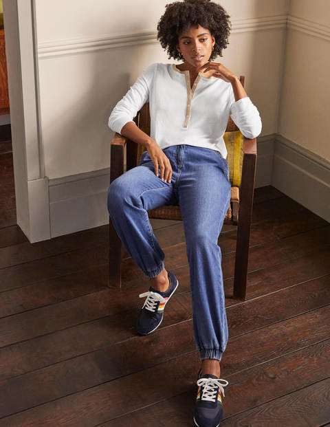 Linen Sparkle Henley Tee - White Linen Sparkle Henley Tee - White