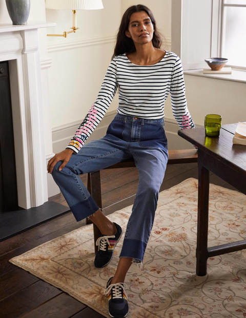 Statement Breton - Ivory/ Navy Embroidered Statement Breton - Ivory/ Navy Embroidered