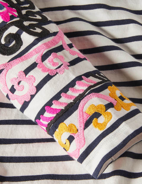 Statement Breton - Ivory/ Navy Embroidered Statement Breton - Ivory/ Navy Embroidered