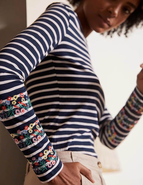Statement Breton - Navy/ Ivory Embroidered Statement Breton - Navy/ Ivory Embroidered