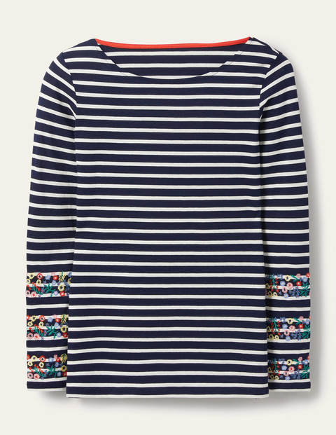Statement Breton - Navy/ Ivory Embroidered Statement Breton - Navy/ Ivory Embroidered