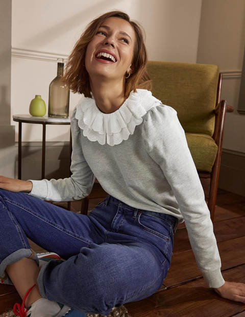 Hattie Sweatshirt mit Kragen - Grau Meliert Hattie Sweatshirt mit Kragen - Grau Meliert