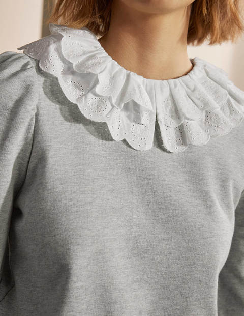 Hattie Sweatshirt mit Kragen - Grau Meliert Hattie Sweatshirt mit Kragen - Grau Meliert