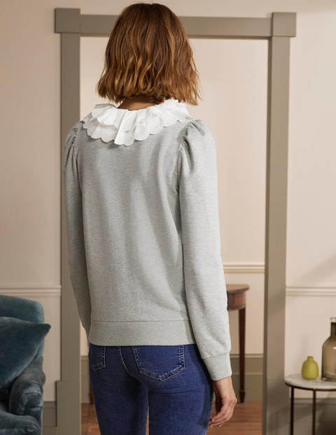 Hattie Sweatshirt mit Kragen - Grau Meliert Hattie Sweatshirt mit Kragen - Grau Meliert