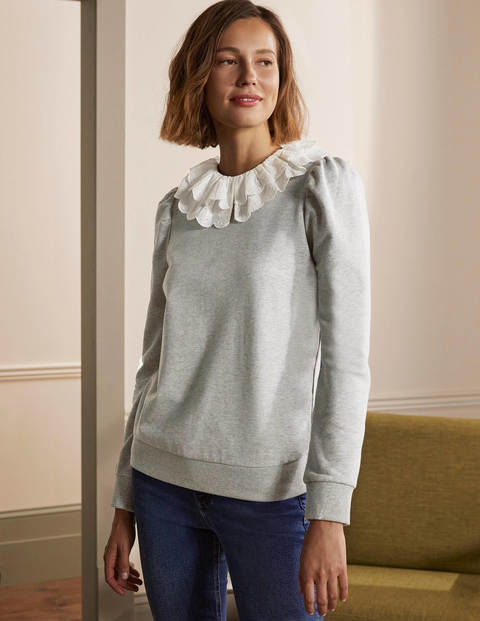 Hattie Sweatshirt mit Kragen - Grau Meliert Hattie Sweatshirt mit Kragen - Grau Meliert