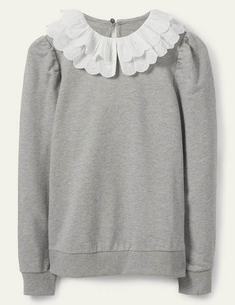 Hattie Sweatshirt mit Kragen - Grau Meliert Hattie Sweatshirt mit Kragen - Grau Meliert