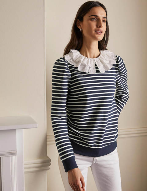 Hattie Sweatshirt mit Kragen - Navy/Naturweiß Hattie Sweatshirt mit Kragen - Navy/Naturweiß