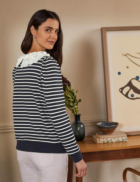 Hattie Sweatshirt mit Kragen - Navy/Naturweiß Hattie Sweatshirt mit Kragen - Navy/Naturweiß