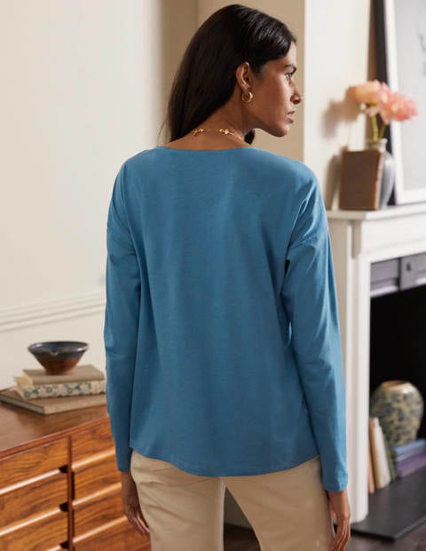 Supersoft Dropped Shoulder Top - Azure Supersoft Dropped Shoulder Top - Azure