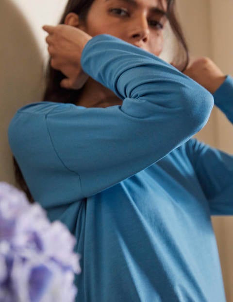 Supersoft Dropped Shoulder Top - Azure Supersoft Dropped Shoulder Top - Azure