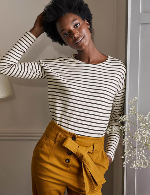 Supersoft Dropped Shoulder Top - Ivory/ Navy Supersoft Dropped Shoulder Top - Ivory/ Navy