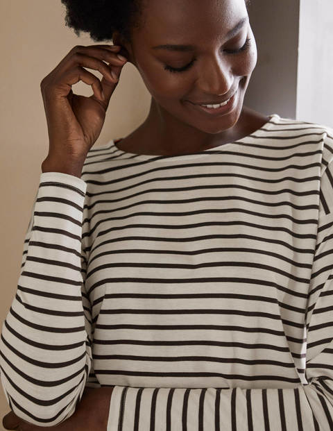 Supersoft Dropped Shoulder Top - Ivory/ Navy Supersoft Dropped Shoulder Top - Ivory/ Navy