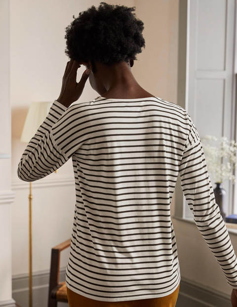 Supersoft Dropped Shoulder Top - Ivory/ Navy Supersoft Dropped Shoulder Top - Ivory/ Navy