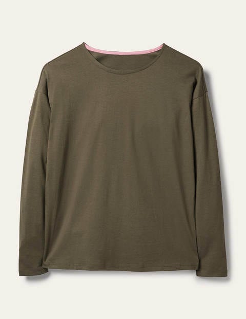 Superweiches Oberteil mit überschnittenen Schultern - Klassisches Khaki Superweiches Oberteil mit überschnittenen Schultern - Klassisches Khaki