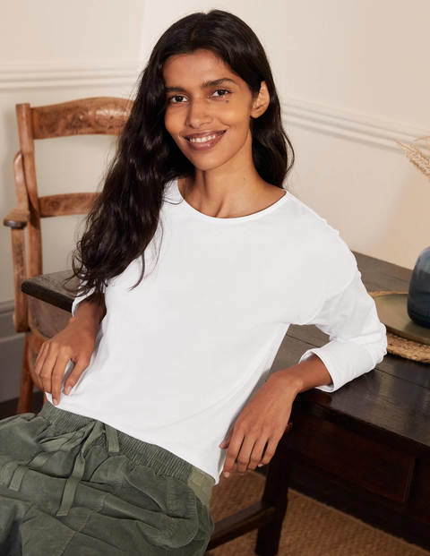 Supersoft Dropped Shoulder Top - White Supersoft Dropped Shoulder Top - White
