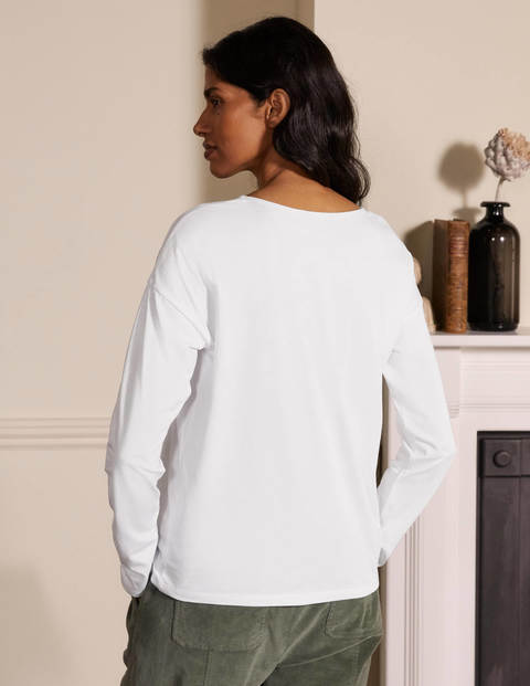 Supersoft Dropped Shoulder Top - White Supersoft Dropped Shoulder Top - White