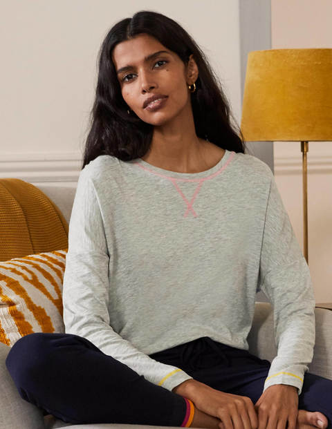 Contrast Stitch Jersey Top - Grey Marl Contrast Stitch Jersey Top - Grey Marl