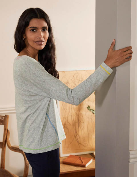 Contrast Stitch Jersey Top - Grey Marl Contrast Stitch Jersey Top - Grey Marl