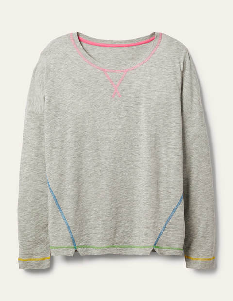 Contrast Stitch Jersey Top - Grey Marl Contrast Stitch Jersey Top - Grey Marl