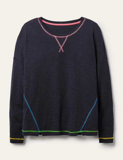 Contrast Stitch Jersey Top - Navy Contrast Stitch Jersey Top - Navy