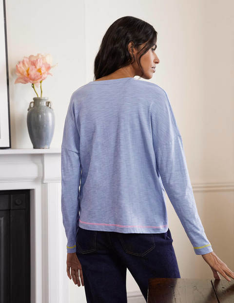 Contrast Stitch Jersey Top - Sea Mist Contrast Stitch Jersey Top - Sea Mist