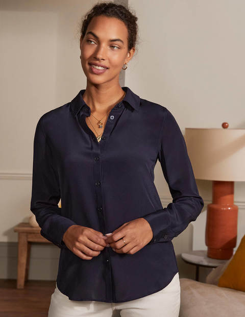 Silk Shirt - Navy Silk Shirt - Navy