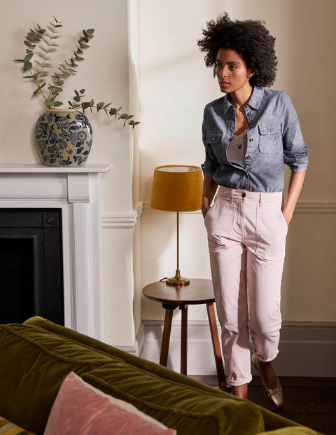 Baumwollchambray-Hemd mit Tasche - Mittleres Vintageblau, Denim Baumwollchambray-Hemd mit Tasche - Mittleres Vintageblau, Denim