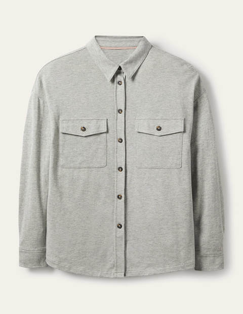 Lockeres Jerseyhemd - Grau Meliert Lockeres Jerseyhemd - Grau Meliert