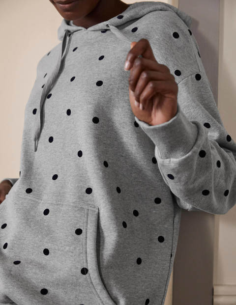 Oversized Hoodie - Grey Marl/ Flocked Spot Oversized Hoodie - Grey Marl/ Flocked Spot