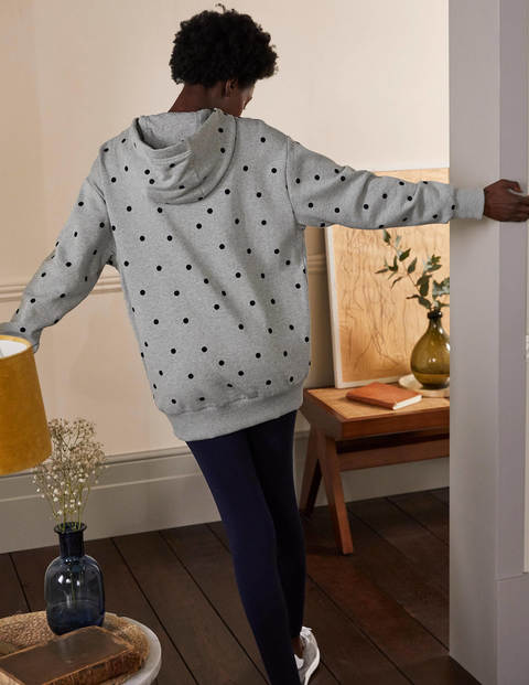 Oversized Hoodie - Grey Marl/ Flocked Spot Oversized Hoodie - Grey Marl/ Flocked Spot