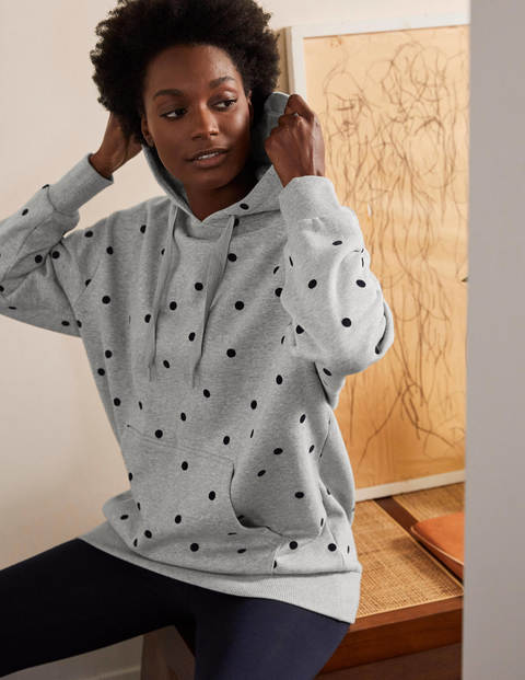 Oversized Hoodie - Grey Marl/ Flocked Spot Oversized Hoodie - Grey Marl/ Flocked Spot