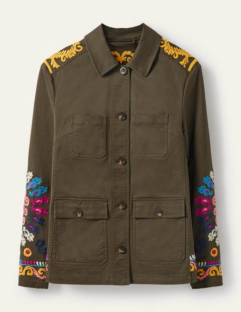 Utility-Jacke mit Stickerei - Khaki Utility-Jacke mit Stickerei - Khaki