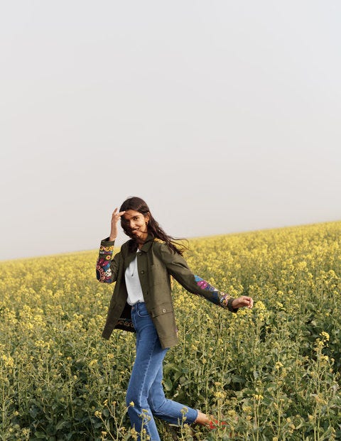 Utility-Jacke mit Stickerei - Khaki Utility-Jacke mit Stickerei - Khaki