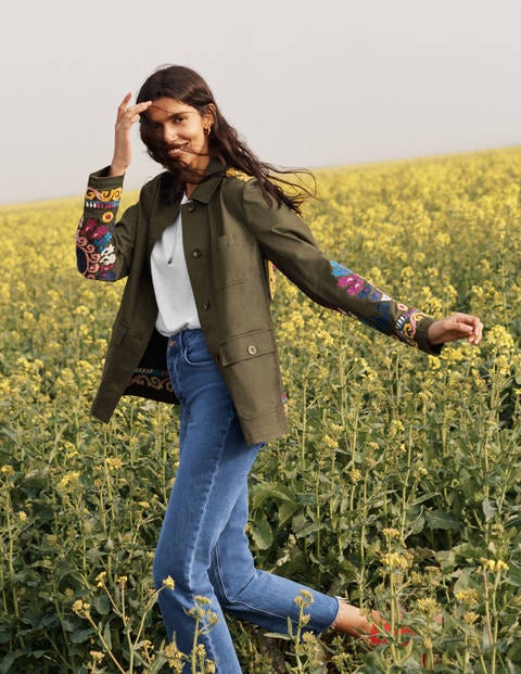 Utility-Jacke mit Stickerei - Khaki Utility-Jacke mit Stickerei - Khaki