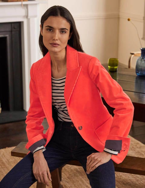 Victoria Cord Blazer - Coral Crush Victoria Cord Blazer - Coral Crush