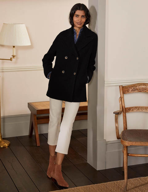 Textured Wool Car Coat - Black Textured Wool Car Coat - Black