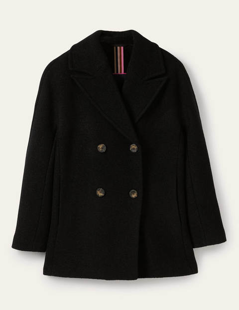 Textured Wool Car Coat - Black Textured Wool Car Coat - Black