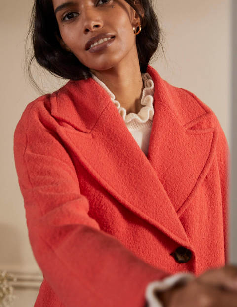 Textured Wool Car Coat - Cherry Red Textured Wool Car Coat - Cherry Red