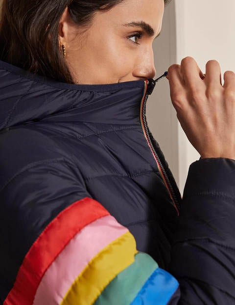 Wendbare Steppjacke - Navy/Marokkoblau, Gestreift Wendbare Steppjacke - Navy/Marokkoblau, Gestreift