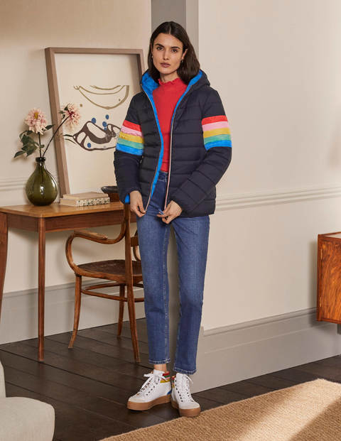 Wendbare Steppjacke - Navy/Marokkoblau, Gestreift Wendbare Steppjacke - Navy/Marokkoblau, Gestreift