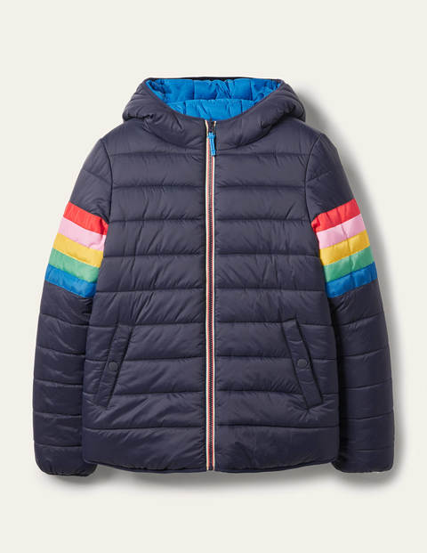 Wendbare Steppjacke - Navy/Marokkoblau, Gestreift Wendbare Steppjacke - Navy/Marokkoblau, Gestreift