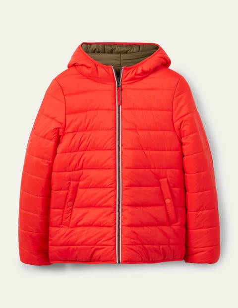 Wendbare Steppjacke - Khaki/Helles Kirschrot Wendbare Steppjacke - Khaki/Helles Kirschrot