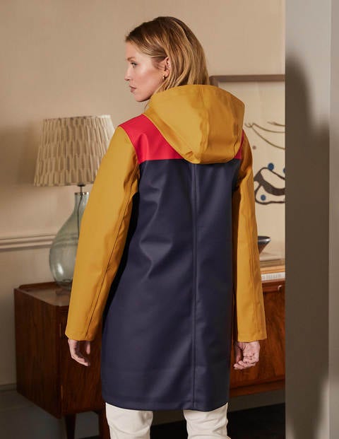 Morris Waterproof Mac - Navy and Ochre Colourblock Morris Waterproof Mac - Navy and Ochre Colourblock
