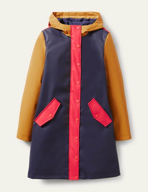 Morris Waterproof Mac - Navy and Ochre Colourblock Morris Waterproof Mac - Navy and Ochre Colourblock