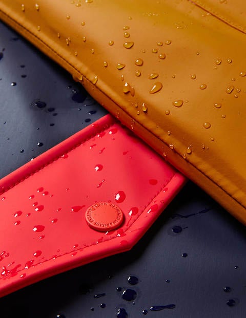 Morris Waterproof Mac - Navy and Ochre Colourblock Morris Waterproof Mac - Navy and Ochre Colourblock