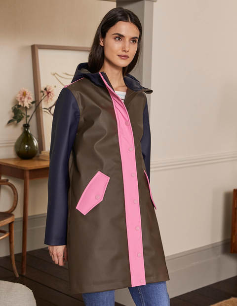 Morris Waterproof Mac - Khaki and Navy Colourblock Morris Waterproof Mac - Khaki and Navy Colourblock