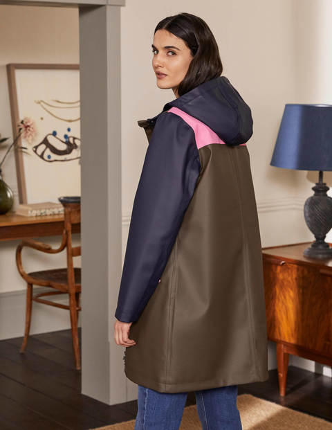Morris Waterproof Mac - Khaki and Navy Colourblock Morris Waterproof Mac - Khaki and Navy Colourblock
